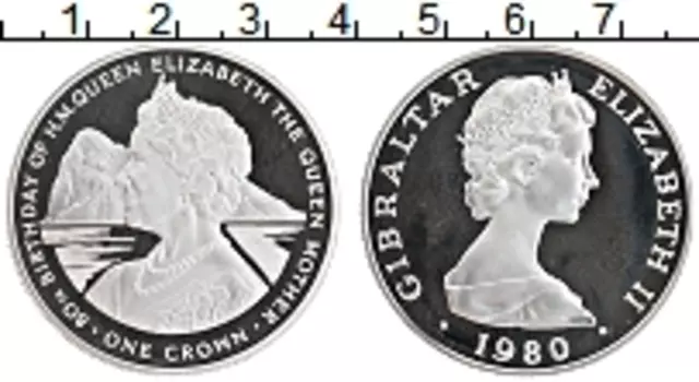 Монета крона Гибралтара 1980 года Серебро Елизавета II