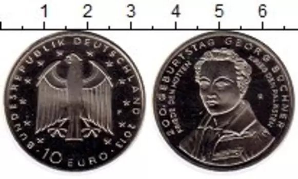 Монета 10 евро Германии 2013 года Медно-никель Георг Бюхнер