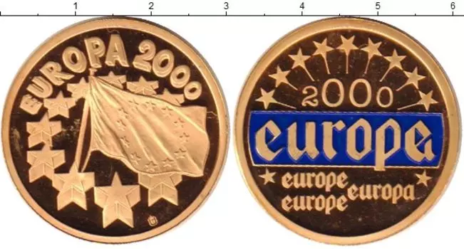Монета жетон Германии 2000 года Медно-никель Флаг Европы