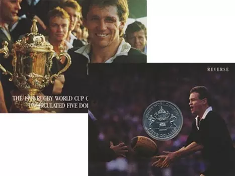 Набор монет 5 долларов Новой Зеландии 1991 года Медно-никель Чемпионат мира по регби 1991