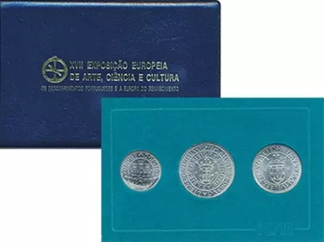 Набор монет XVII Европейская художественная выставка Португалии 1983 года Серебро Набор из трех монет номиналами 500 (серебро 835