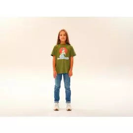 Детская футболка «Мэнни на гребне волны» цвета хаки