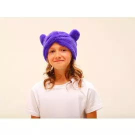 Фиолетовая меховая повязка на голову с ушками