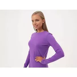 Фиолетовое простое платье с длинным рукавом