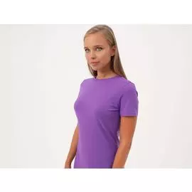 Фиолетовое простое платье с коротким рукавом