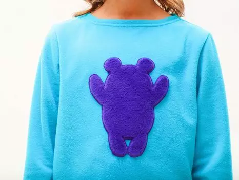 Небесно-голубая детская толстовка с меховой аппликацией «Медведь Спайси»