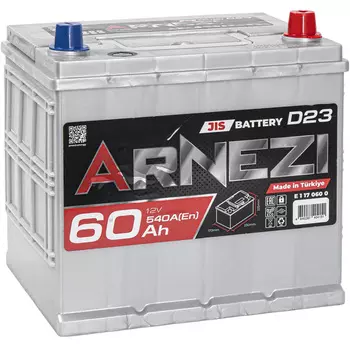 Автомобильный аккумулятор ARNEZI 60 Ач обратная полярность D23L