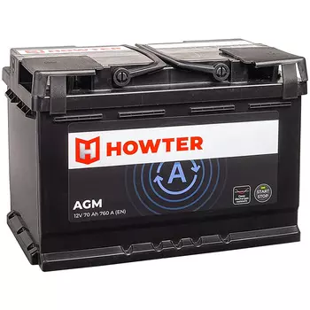 Автомобильный аккумулятор Howter AGM 70 Ач обратная полярность L3