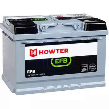 Автомобильный аккумулятор Howter EFB 75 Ач обратная полярность L3