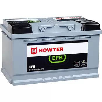 Автомобильный аккумулятор Howter EFB 80 Ач обратная полярность L4