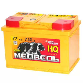 Автомобильный аккумулятор Медведь HQ 77 Ач прямая полярность L3