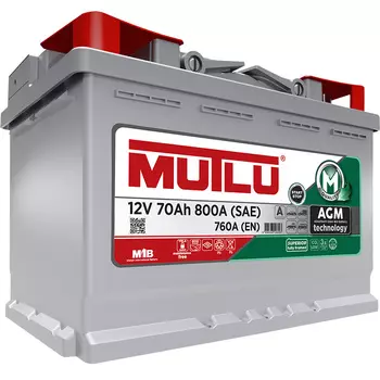 Автомобильный аккумулятор Mutlu AGM 70 Ач обратная полярность L3