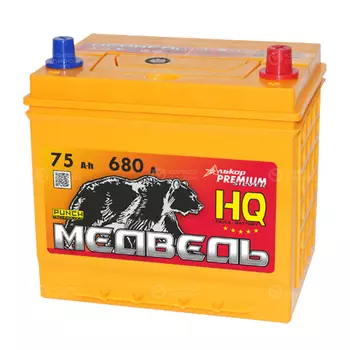 Автомобильный аккумулятор Медведь HQ 75 Ач обратная полярность D26L