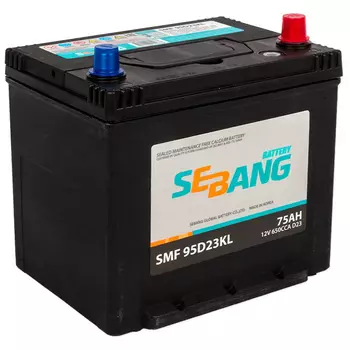 Автомобильный аккумулятор Sebang 75 Ач обратная полярность D23L