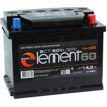 Автомобильный аккумулятор Smart Element 60 Ач обратная полярность L2