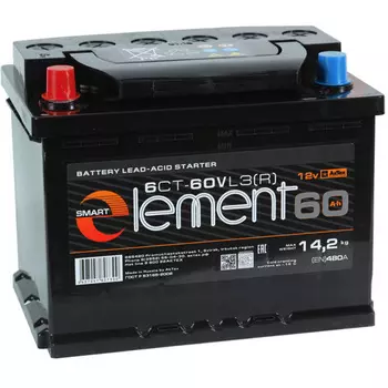 Автомобильный аккумулятор Smart Element 60 Ач прямая полярность L2