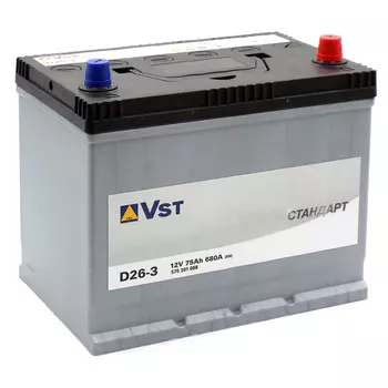 Автомобильный аккумулятор VST 75 Ач обратная полярность D26L