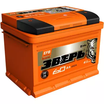 Автомобильный аккумулятор Зверь 60 Ач обратная полярность L2