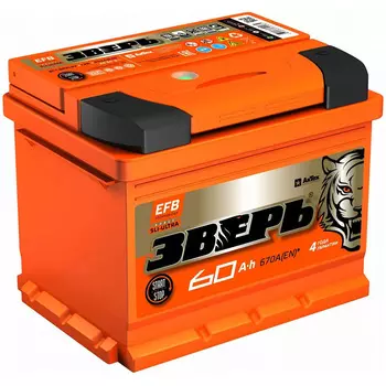 Автомобильный аккумулятор Зверь 60 Ач прямая полярность L2