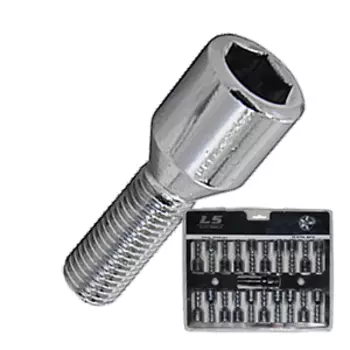 Болт 12х1,25 Набор 55/30 блистер 20+1 спец конус 17/19мм хром 98-0176L-BP20 LS