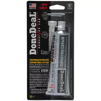 Герметик термостойкий серый силиконовый 85гр Done Deal