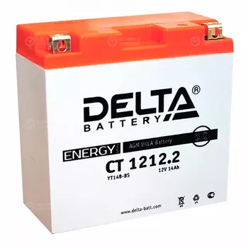 Мотоаккумулятор Delta 1212.2 AGM YT14B-BS 14Ач, прямая полярность