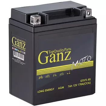 Мотоаккумулятор Ganz AGM 7Ач о/п GTX7L-BS