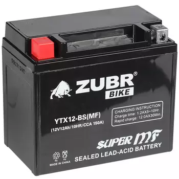 Мотоаккумулятор ZUBR МОТОMF YTX12-BS 12Ач п/п (Delta CT1212)