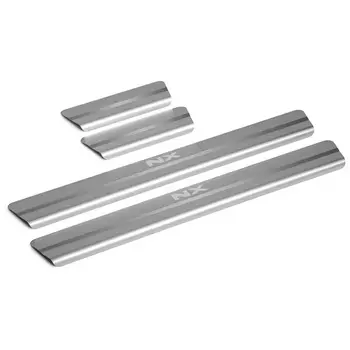 Накладки порогов Rival для Lexus NX I рестайлинг 2017-, нерж. сталь, с надписью, 4 шт. (NP.3202.3)