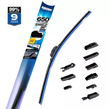 Щетка стеклоочистителя бескаркасная Runway Superflat 650мм/26" (art.RW-26U)