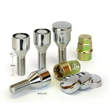 Вектор болт 12х1,50 L28 конус с вращ. кольцом, колпачок, 2 ключа 17/19, Cr, комплект [375110X2]