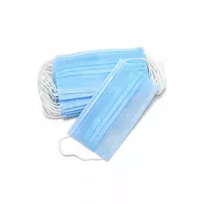 Голубая 3-х слойная маска на резинках (602-708, 100 шт)