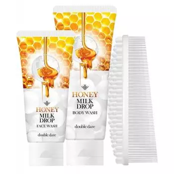 Набор Honey Milk Drop из двух гелей для лица и тела и белой силиконовой щетки Double Dare