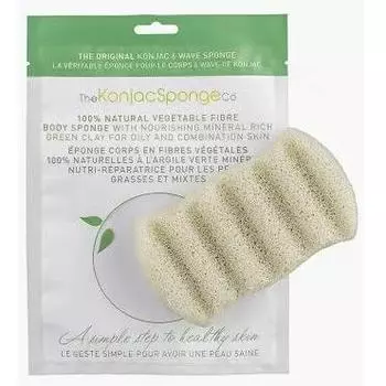 Спонж для мытья тела 6 Wave Body Konjac Sponge Green Clay