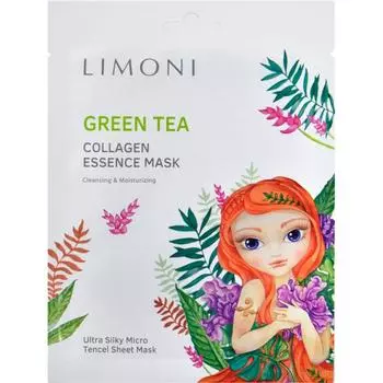 Тонизирующая маска для лица с зелёным чаем и коллагеном Green tea collagen essence mask