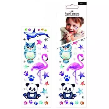 Временные татуировки для волос - набор Животные