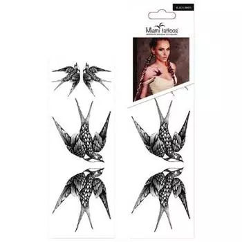 Временные татуировки - набор Черные Птицы