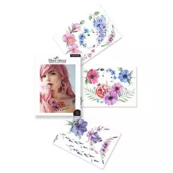 Временные татуировки - набор Flower Power Сила цветов