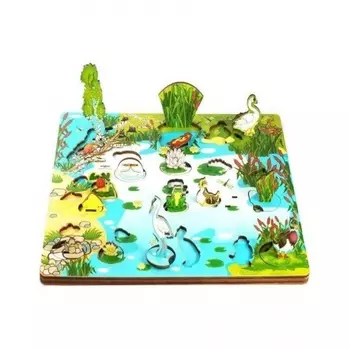 3D Развивающая доска Нескучные игры "Обитатели пруда" арт.7923 (Пруд) 37,5х30,5х1,2 см /25