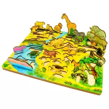 3D Развивающая доска Нескучные игры "Водопой на Лимпопо" (Африка) 37х1х31 арт.7990 /25