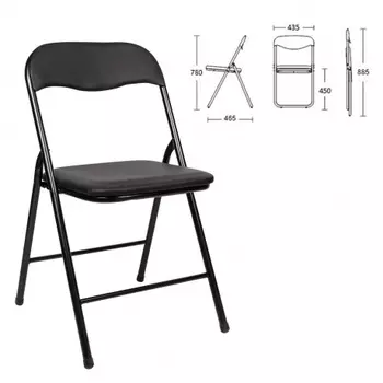 531565, Стул складной для дома и офиса BRABIX "Golf CF-007", черный каркас, кожзам черный, 531565