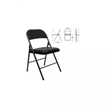 531566, Стул складной для дома и офиса BRABIX "Golf Plus CF-003 Комфорт", черный каркас, кожзам черный, 531566