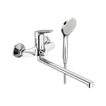 779500001 Jupiter, смеситель для ванны и душа с универсальным изливом и душевым комплектом, хром