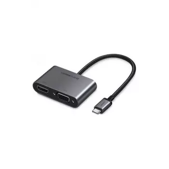 Адаптер UGREEN CM162 (50505) USB-C to HDMI + VGA +USB 3.0 Adapter With PD серый космос