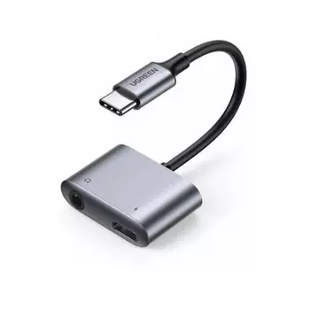 Адаптер UGREEN CM231 (60164) USB-C to 3.5mm Audio Adapter with PD серый