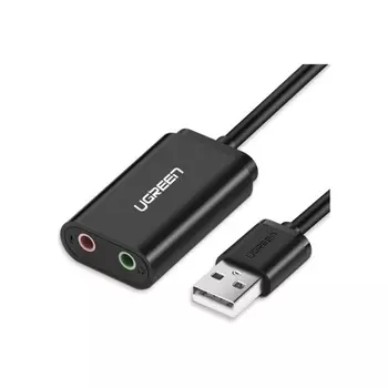Адаптер UGREEN USB C - AUX Jack 3.5 мм (f), цвет черный (30724)