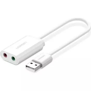 Адаптер UGREEN USB C - AUX Jack 3.5 мм (f), цвет белый (30143)