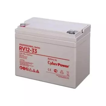 Аккумуляторная батарея CyberPower RV 12-33 напряжение 12В, емкость 35Ач, клемма Болт М6 (ДхШхВ: 197х130х159мм Полная высота 170мм; 10,7кг; Срок службы 3лет)