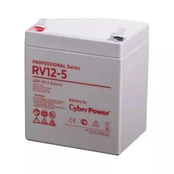 Аккумуляторная батарея CyberPower RV 12-5 напряжение 12В, емкость 5,7Ач, клемма F2 (ДхШхВ: 90х70х101мм Полная высота 107мм; Вес 1,9кг; Срок службы 8лет)