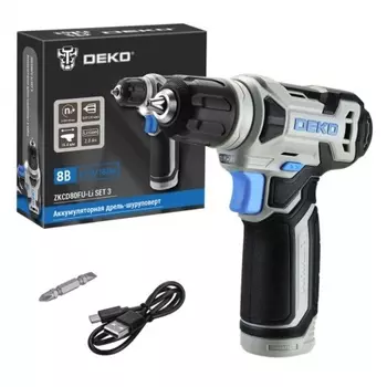 Аккумуляторная дрель-шуруповерт DEKO ZKCD80FU-Li SET 3, 18Нм, 1х2.0Ач